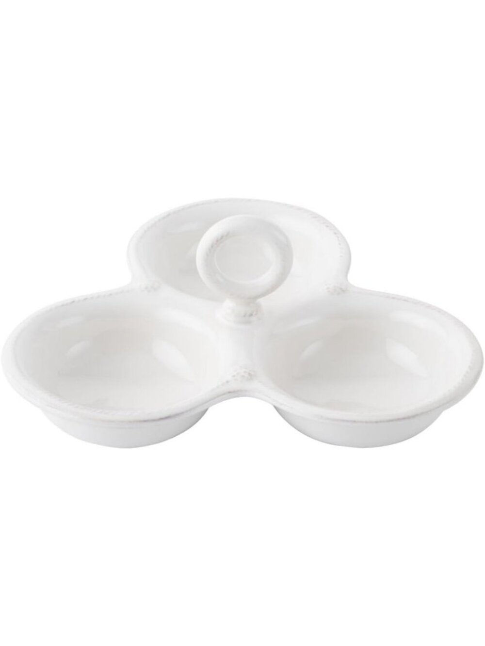 Elegant Triple Bowl Server - Whitewash, Perfect for Entertaining & Serving Decor